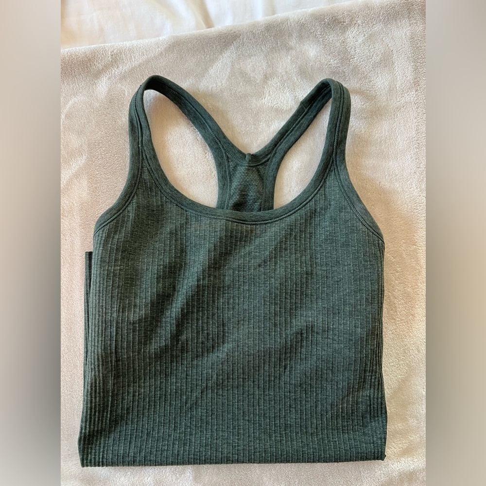 Lulu Lemon Ebb to Street Tank Top Size 2 In color Smoker Spruce (green)